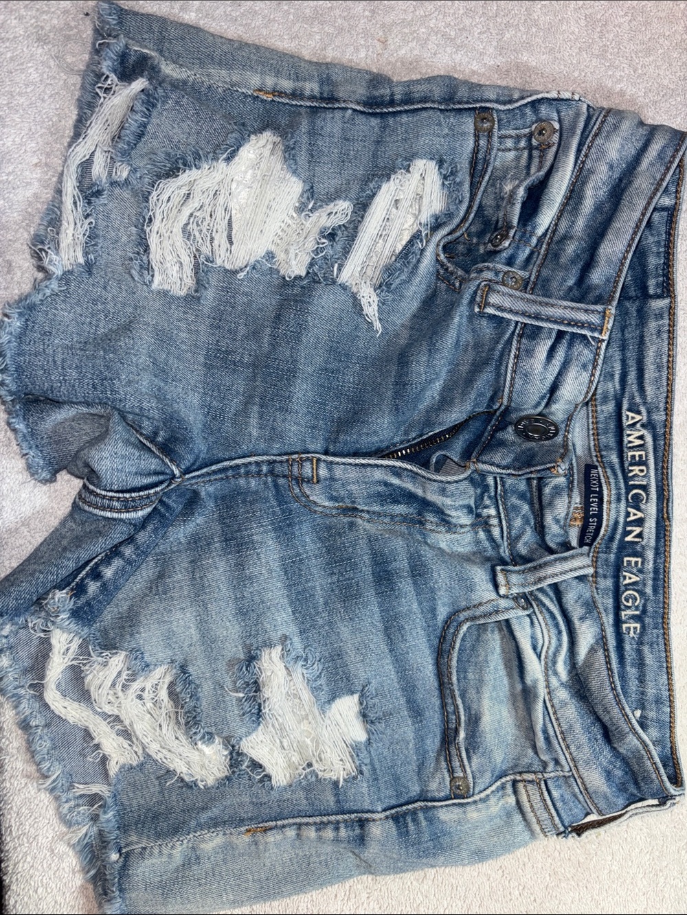 American Eagle Outfitters Distressed Denim Shorts - Light Blue Wash